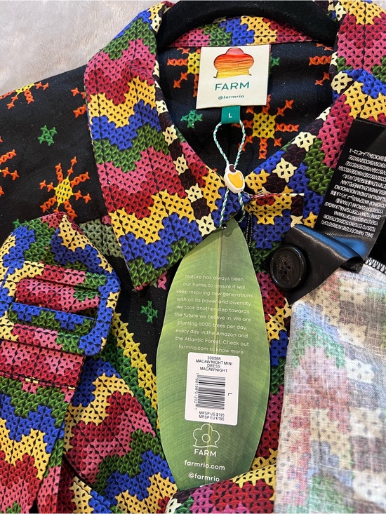FARM Rio Dresses & Skirts - FARM RIO Multicolor Button Shirt Dress - Black Base with Bright Accents